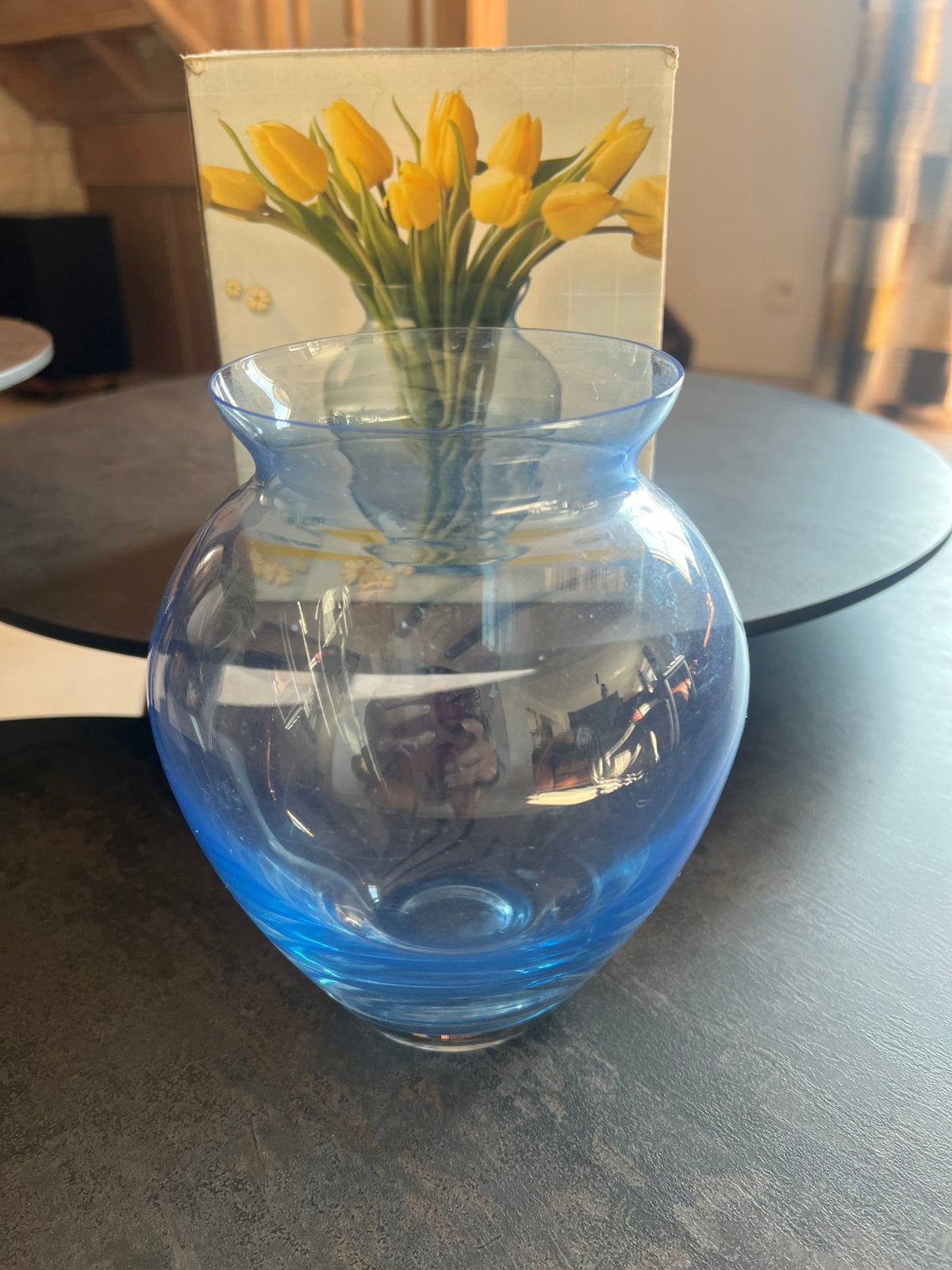 Vase en cristal bleu 18 cm, Enlèvement ou Envoi