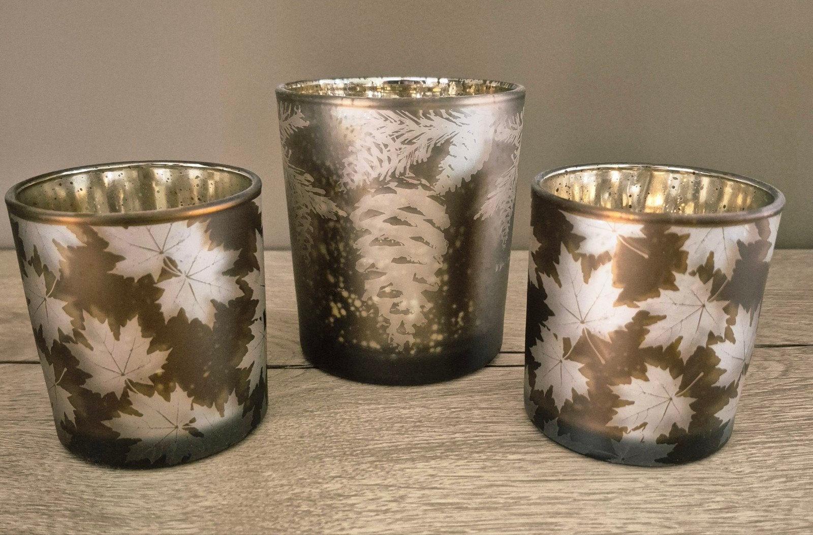 3 theelichtjes, Huis en Inrichting, Ophalen, Bruin, Waxinelichthouder, Glas
