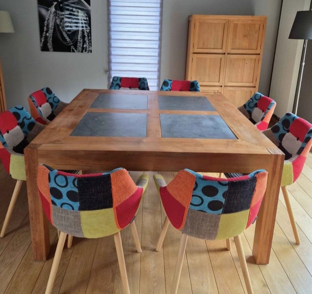 Grande table carrée avec pierres de lave 150x150, Ophalen
