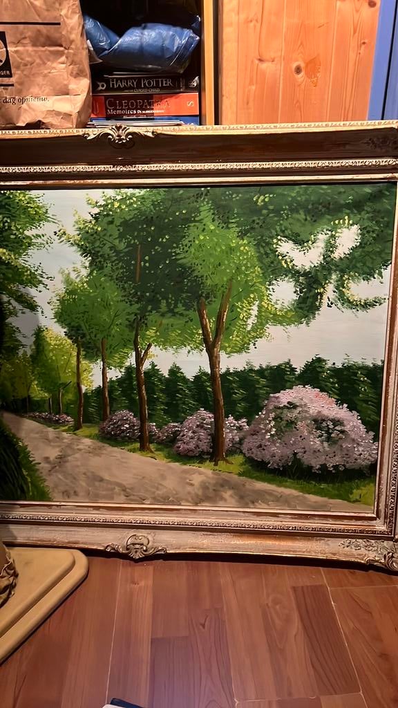Groot, vintage schilderij op doek, Ophalen