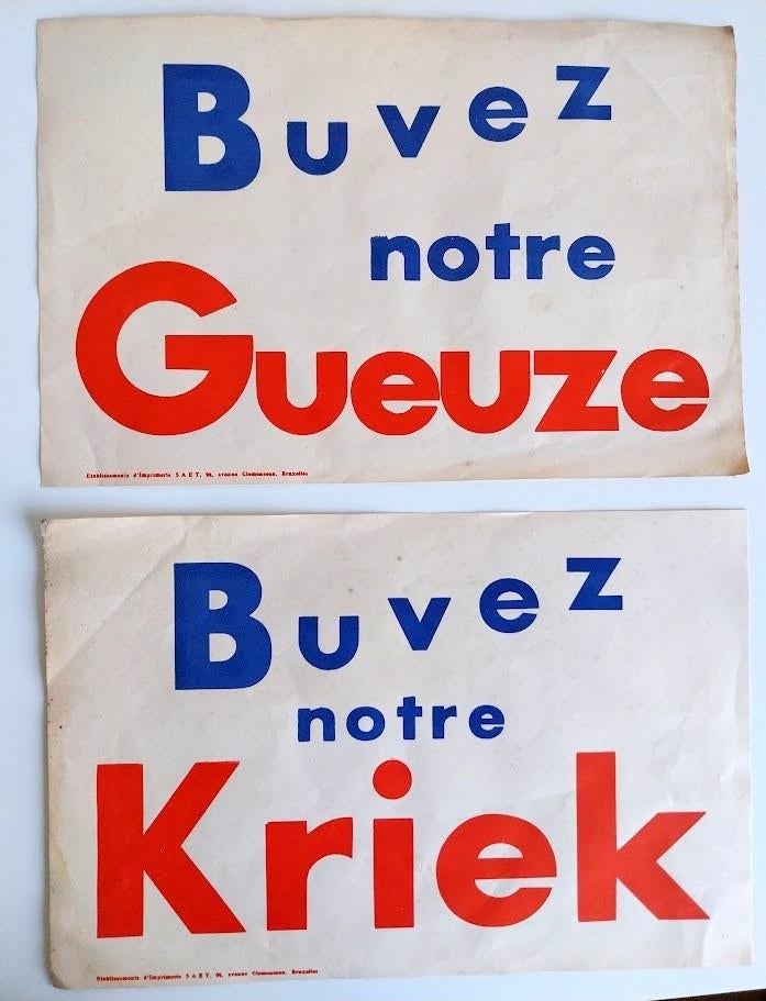 2 prachtige oude posters van GUEUZE en KRIEK, Verzamelen, Biermerken, Ophalen of Verzenden