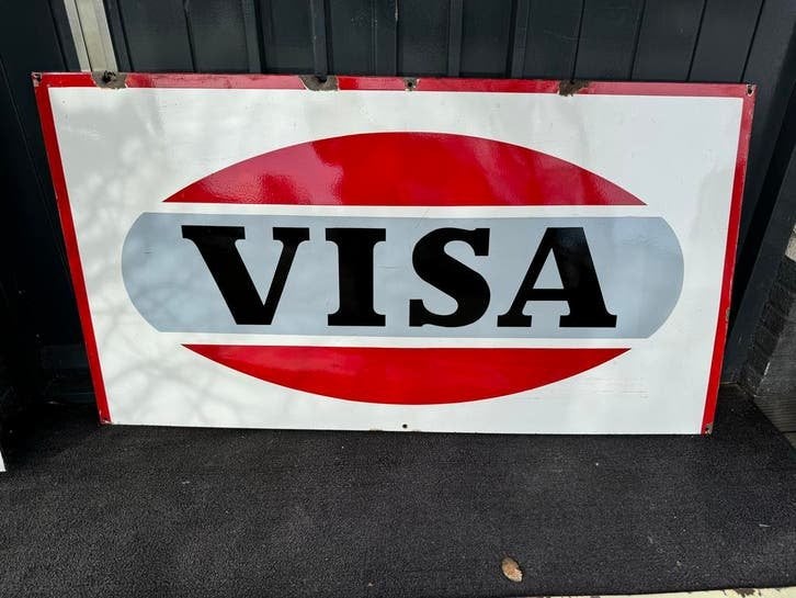 Vintage ge?mailleerd VISA reclamebord XL