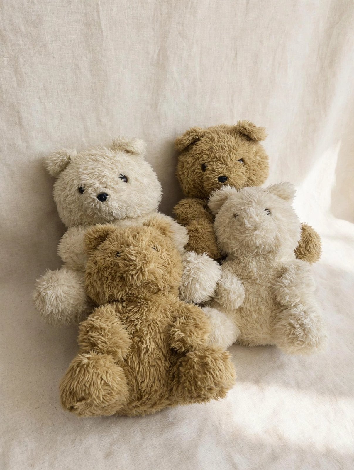 Lot van 4 Vintage Teddyberen - Retro Fluffy Knuffels -, Enlèvement