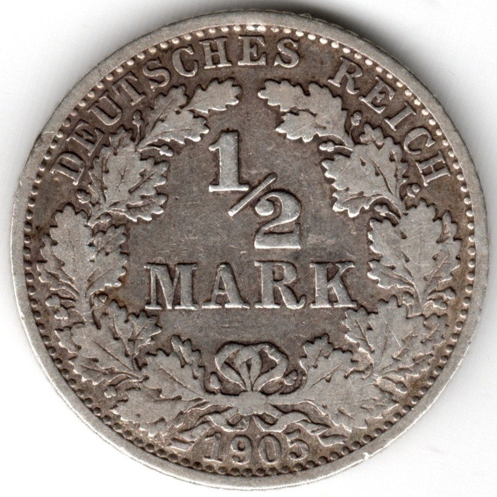 Allemagne : 1/2 Mark 1905 A KM #17 Ref 16821, Enlèvement ou Envoi, Allemagne, Monnaie en vrac, Argent