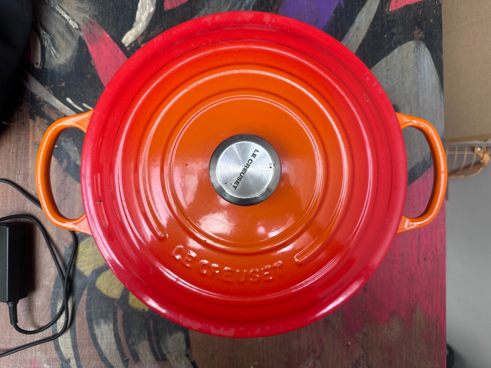 Vintage Le Creuset Dutch Oven 20 Flame Orange, Enlèvement, Utilisé, Fonte, Autres types