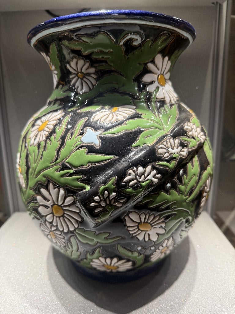 Grote Amphora Belgium Art Deco vaas met margrietendecor, Antiquités & Art, Antiquités | Céramique & Poterie, Enlèvement ou Envoi