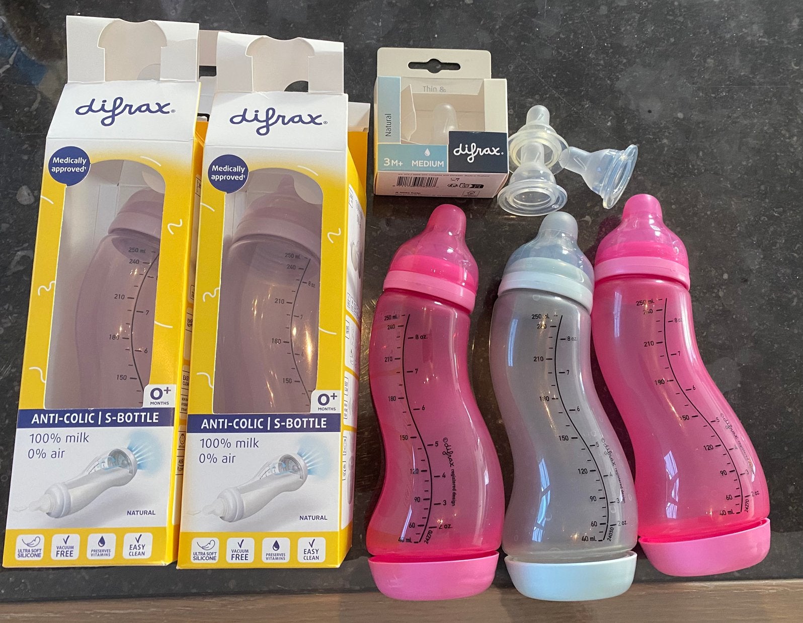 5 Difrax flessen met extra spenen, Enfants & Bébés, Aliments pour bébé & Accessoires, Enlèvement, Comme neuf
