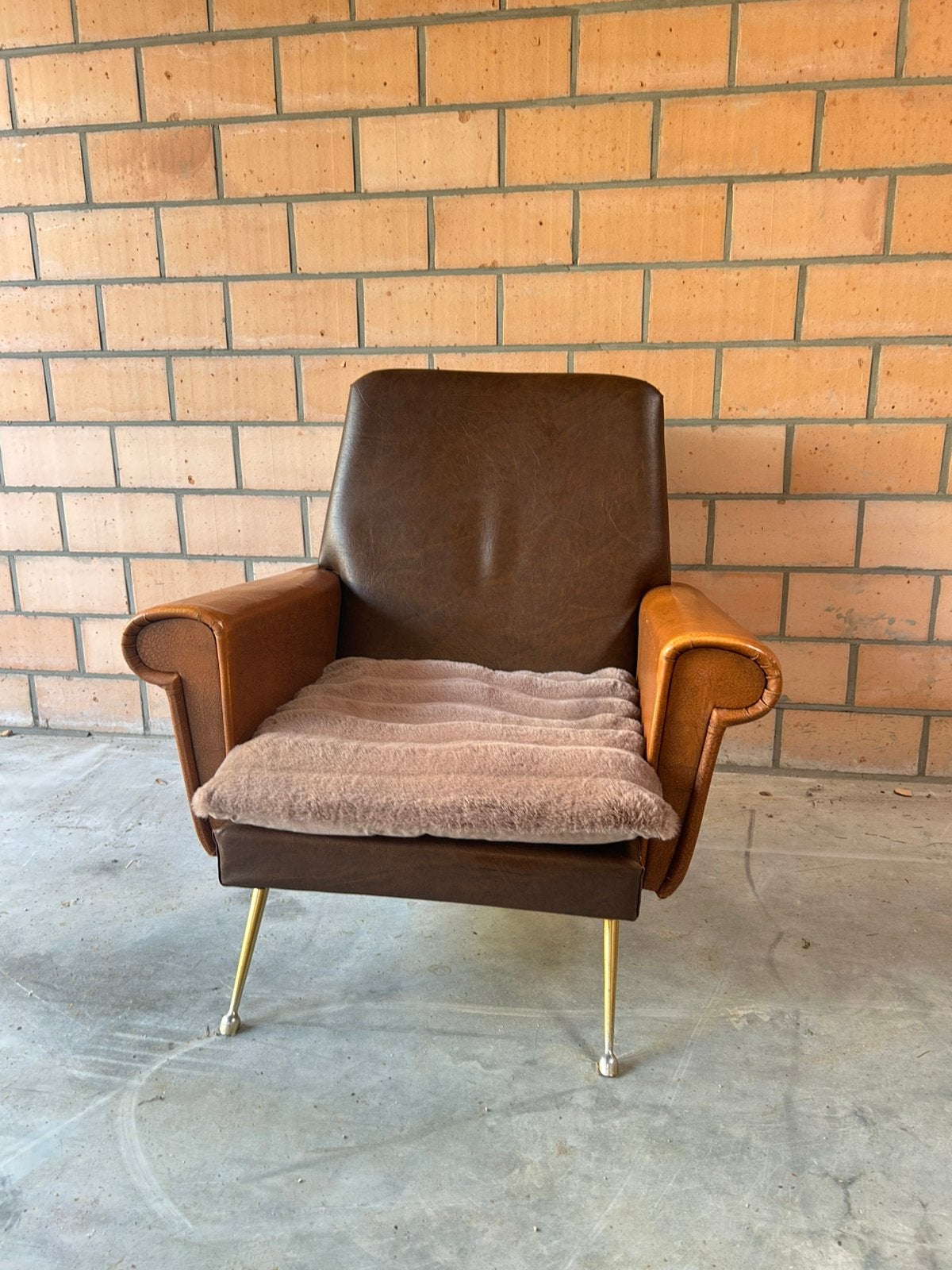 Vintage skai fauteuil, Ophalen, Gebruikt