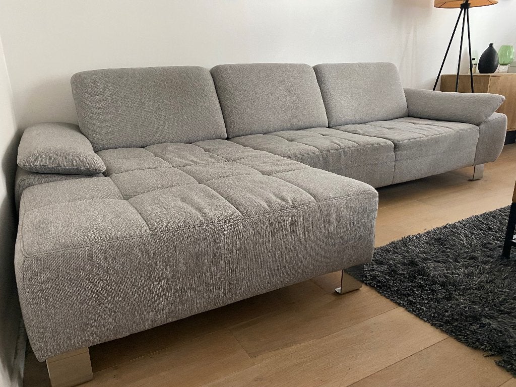 Grijze zetel 3x1,5m, Huis en Inrichting, Ophalen, 250 tot 300 cm, 125 tot 150 cm, Hoekbank