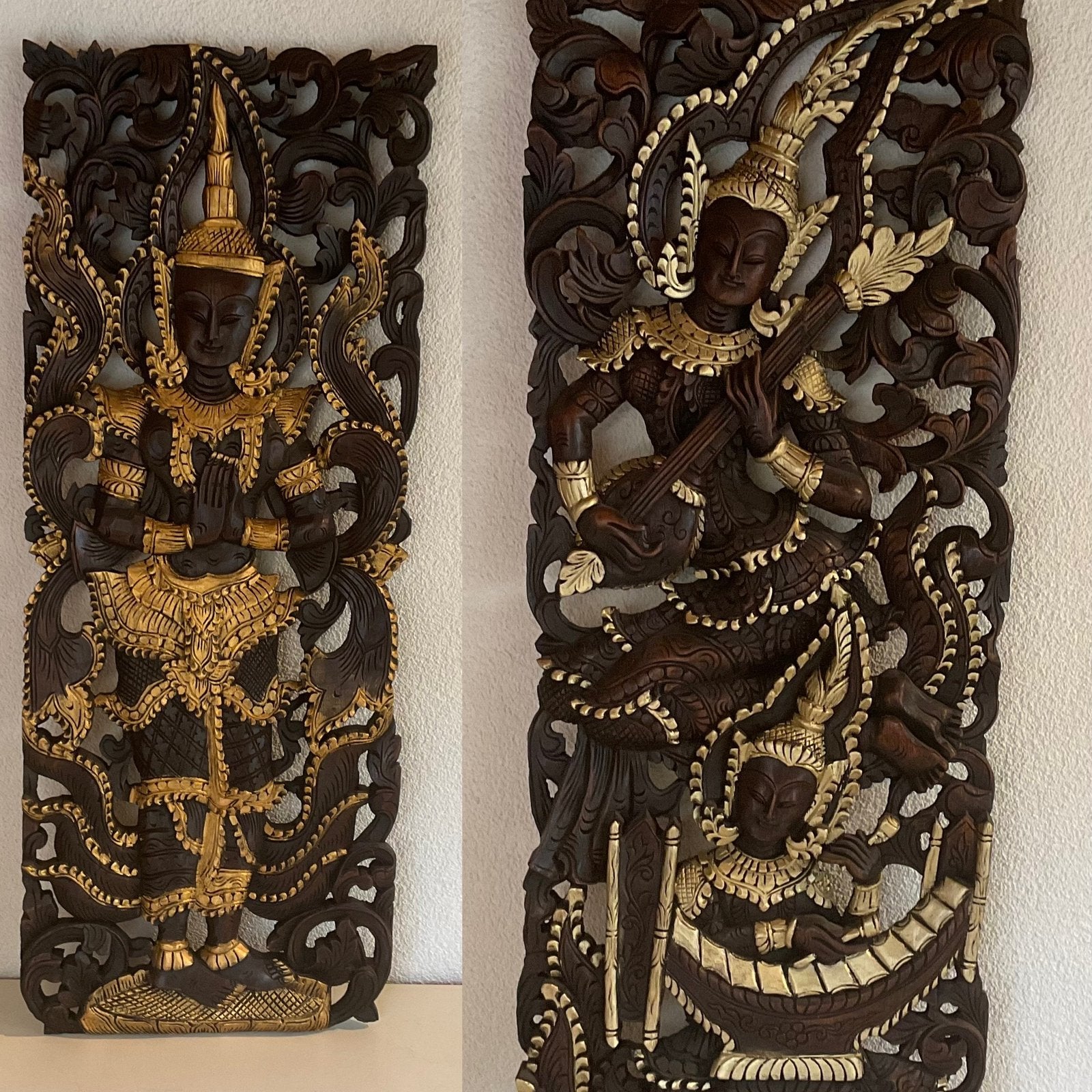 Hardhouten Thaise wandpanelen decoratie paneel handgesneden., Maison & Meubles, Enlèvement