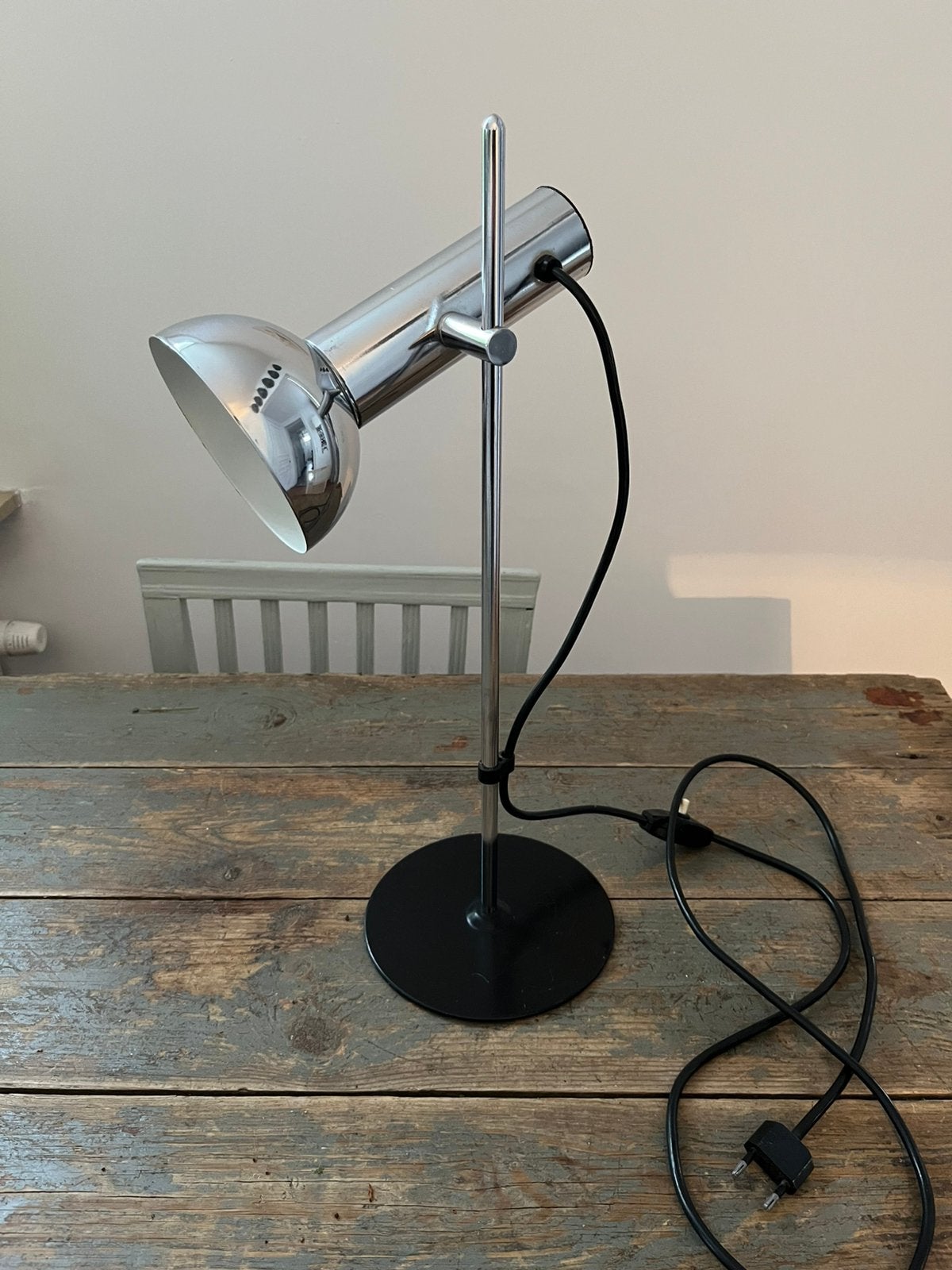 VINTAGE CHROOM BUREAULAMP LAMP TAFEL PERFECT, Ophalen of Verzenden