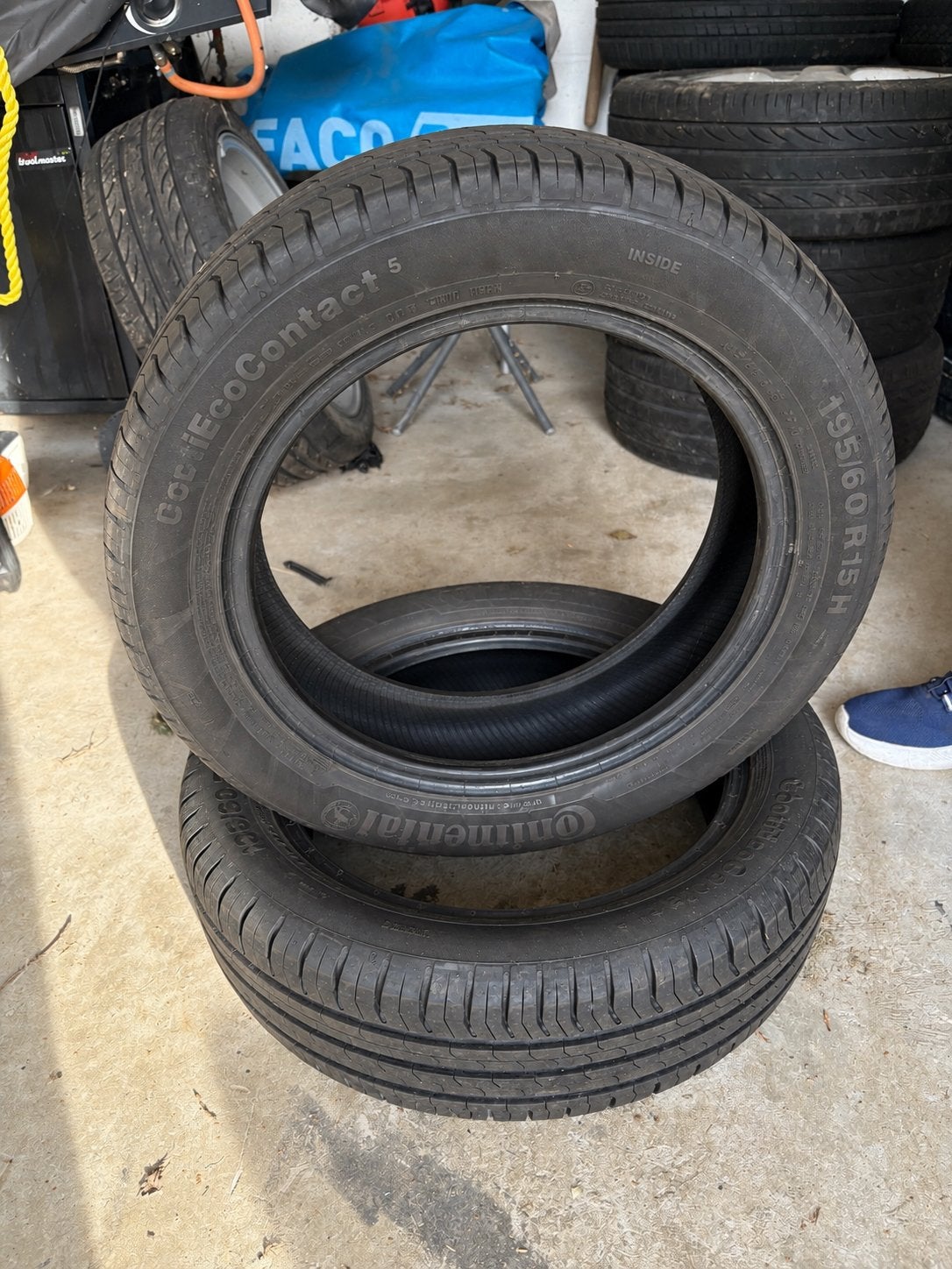 2 pneus Continental ContiEcoContact 5 – 195/60 R15 H, Enlèvement, Comme neuf