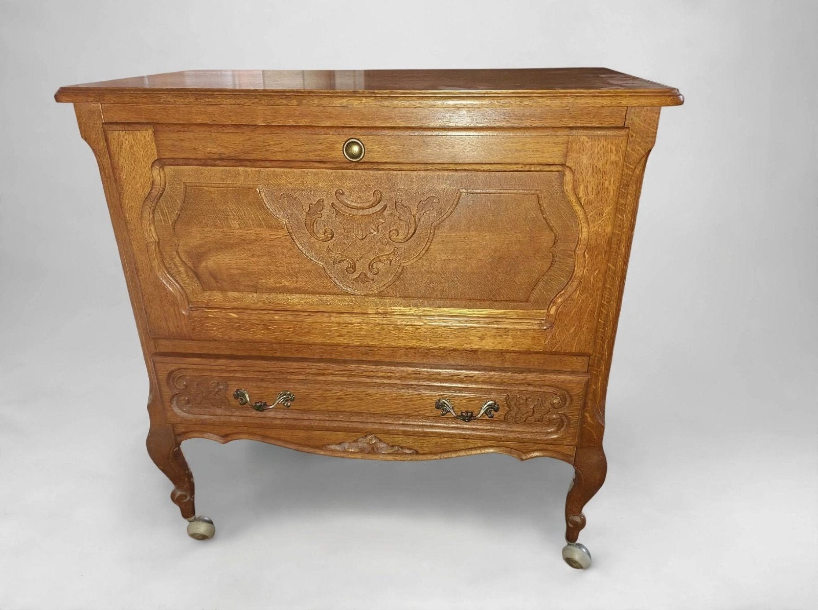 Vintage Houten Barkastje / Opbergkastje op Wieltjes, Antiek en Kunst, Ophalen