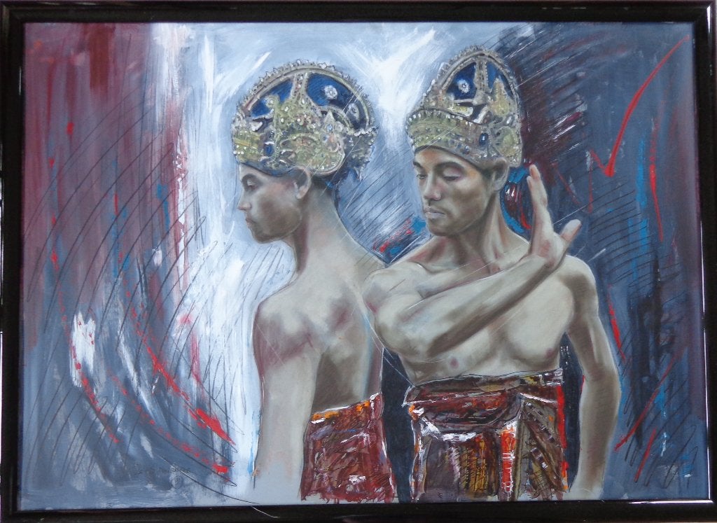 LOUIS NAGELKERKE / BALINESE DANSERS / OLIEVERF / 109x149cm, Ophalen