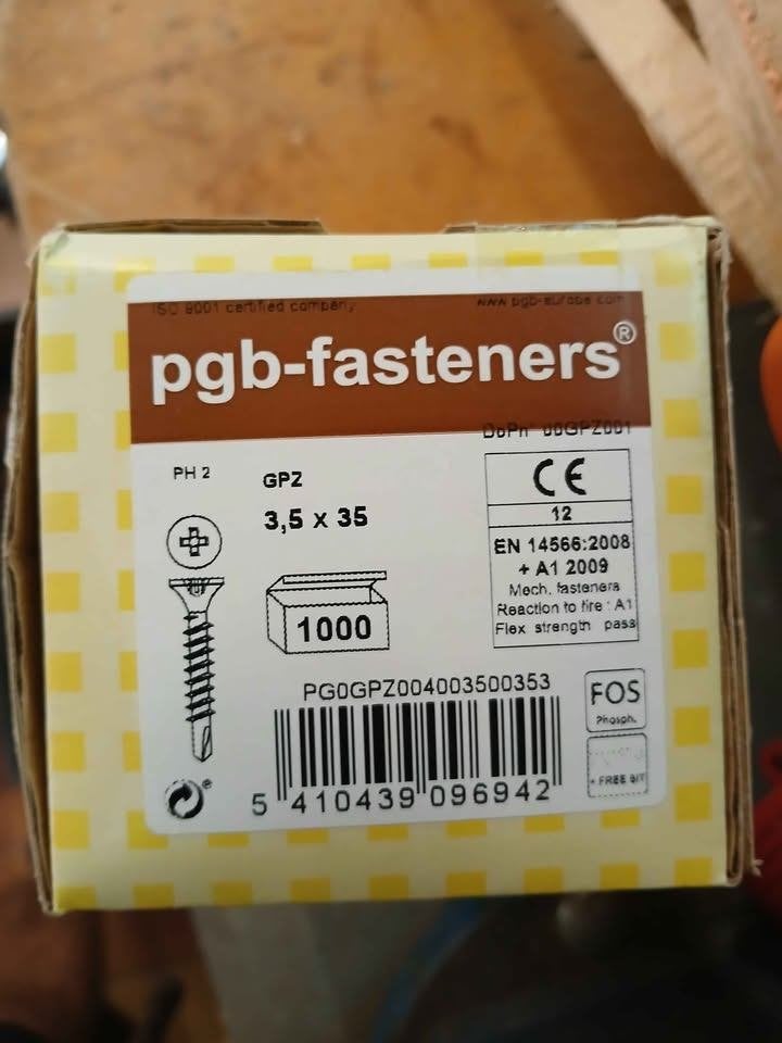 Boîte de 1000 vis pour plaques pgb-fasteners 3,5 x 35 mm, Bricolage & Construction, Quincaillerie & Fixations, Enlèvement, Neuf