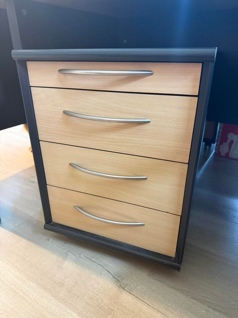 Ladeblok op wielen – 4 laden – 2 stuks beschikbaar, Enlèvement, Espace de rangement, Comme neuf, Bois