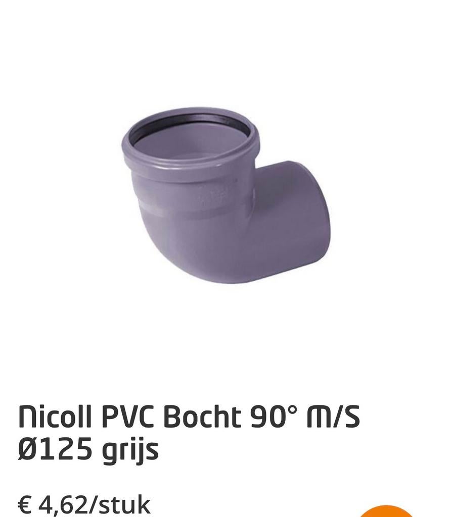 Nicoll pvc afvoer nieuw 125 diameter, Doe-het-zelf en Bouw, Buizen en Afvoer, Ophalen, Zo goed als nieuw, PVC, Afvoer