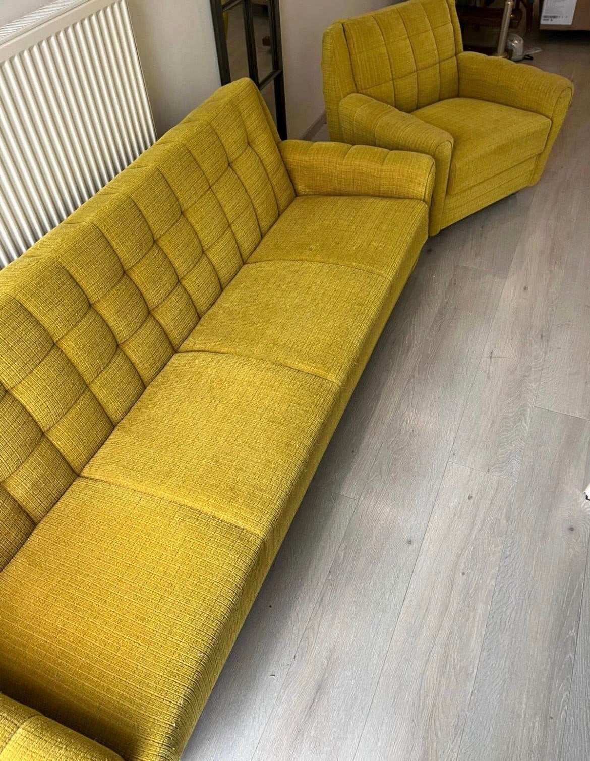Vintage zetelbed sofa bed slaapsofa en bijpassende zetel, Enlèvement, Utilisé