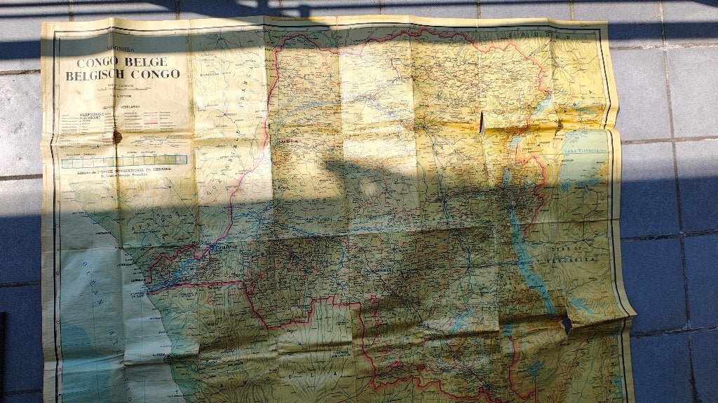 Kaart van Belgisch Congo uit 1956 | Mine Aviation Belgium, Boeken, Gelezen, Overige gebieden, Verzenden, 1800 tot 2000