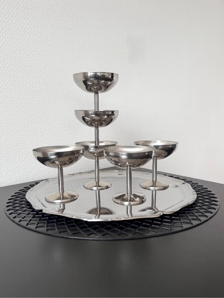 Coupes en acier inox vintage italien letang Remy Jean Couzon, Maison & Meubles, Enlèvement ou Envoi, Comme neuf, Autres matériaux
