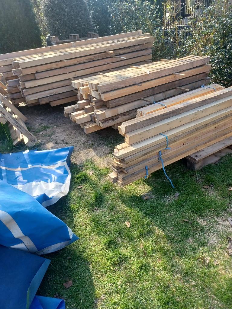 Houten balken en planken, Doe-het-zelf en Bouw, Ophalen, Gebruikt, 50 mm of meer, Balk