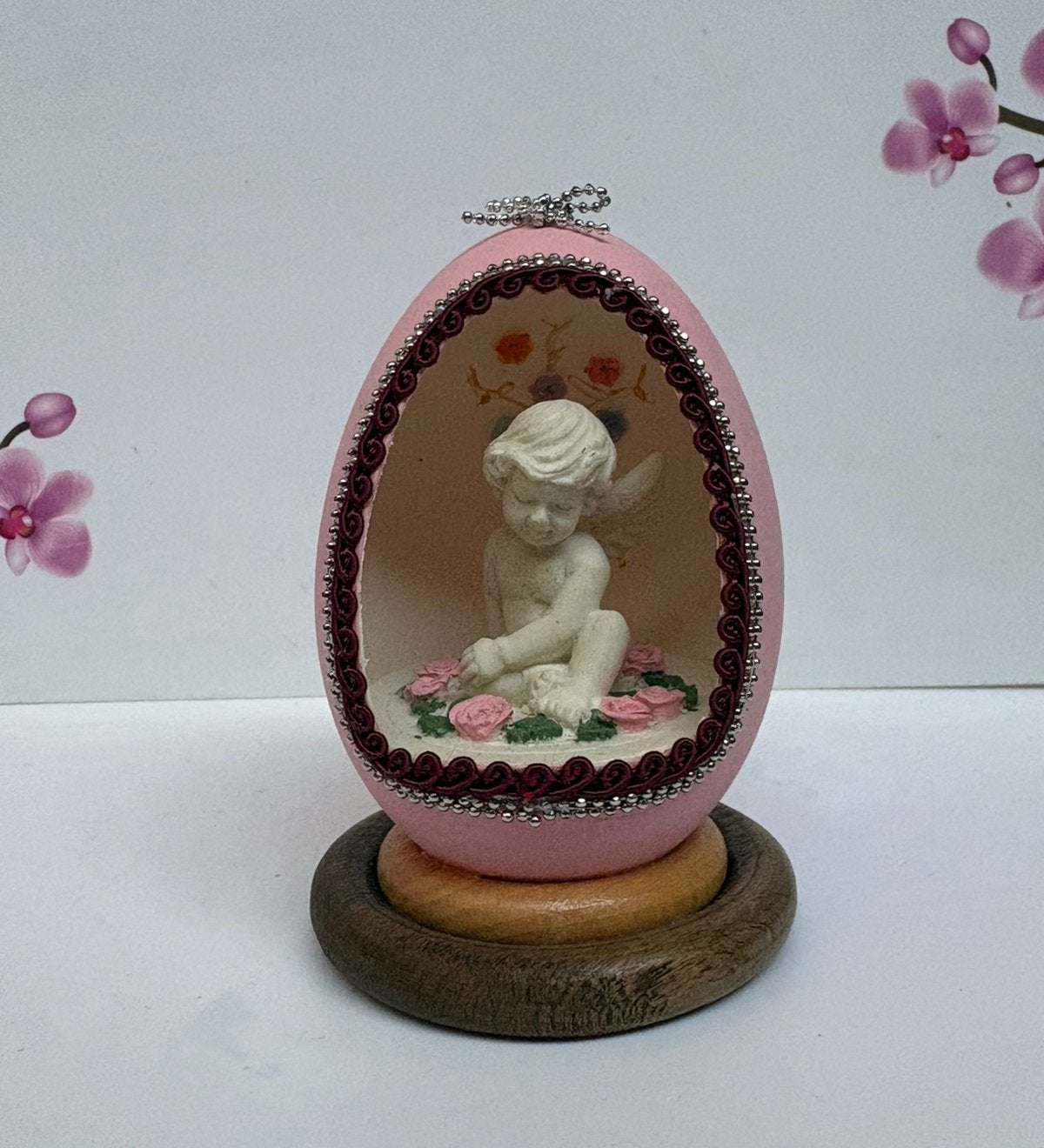 🩷 Decoratief ei op een houten voet 🥚, Antiek en Kunst, Ophalen of Verzenden