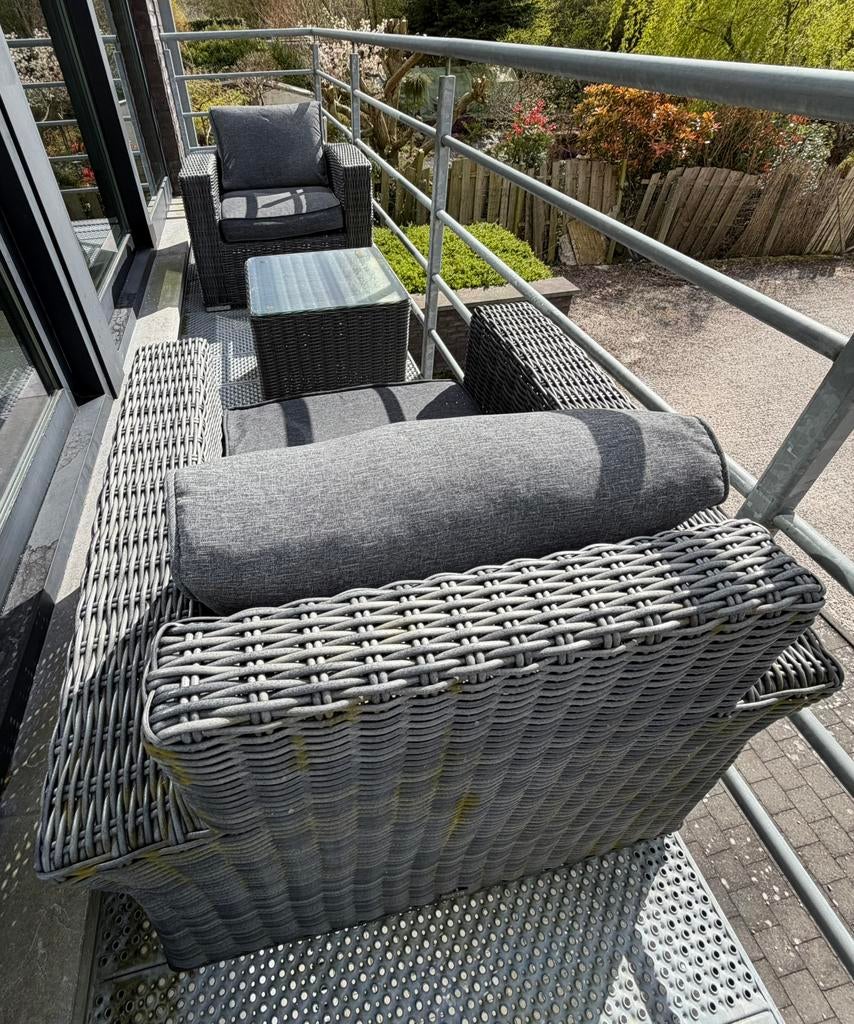 Wicker Loungeset - Antraciet, Osier, Enlèvement, Utilisé, Table d'appoint