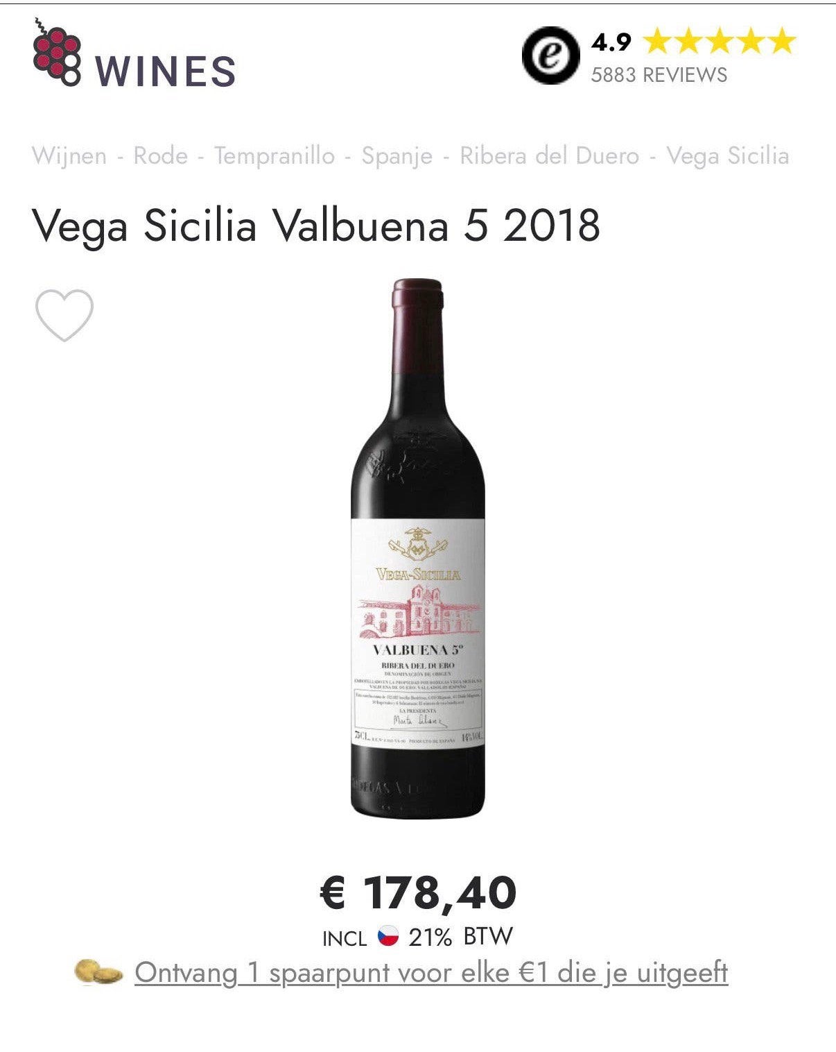 535 euro —> NU 380 euro, Enlèvement, Comme neuf, Vin rouge