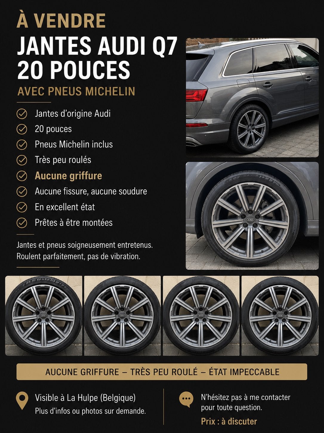 Jantes Audi Q7 20 pouces + pneus Michelin, Enlèvement, 20 pouces, Pneu(s)