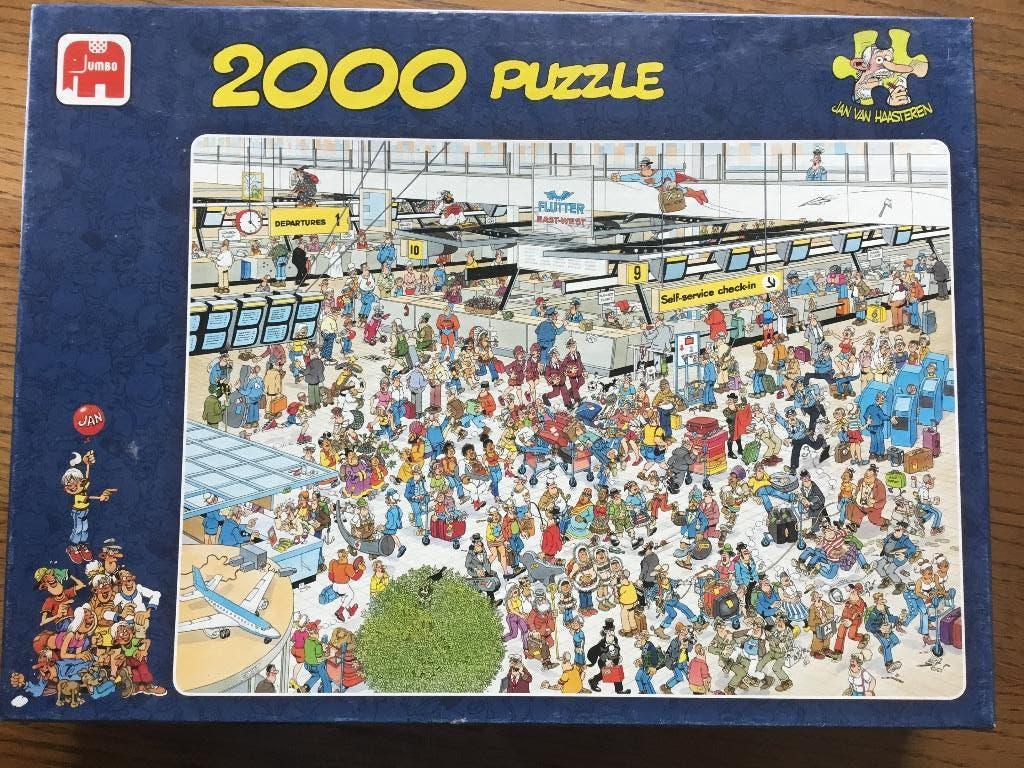 Puzzel Jumbo 2000 Jan Van Haasteren Vertrekhal, Ophalen of Verzenden, Meer dan 1500 stukjes, Gebruikt, Legpuzzel