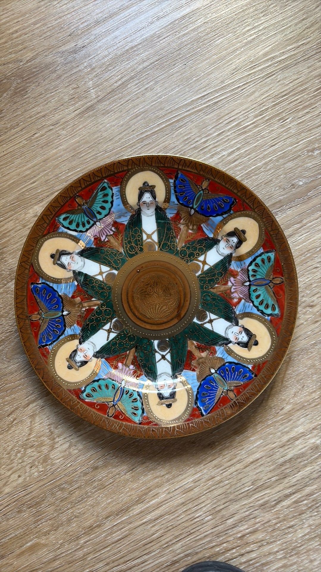 Antiek Japans Satsuma Moriage Wandbord –Dai Nippon (c. 1910), Ophalen of Verzenden