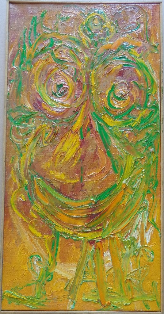 RAM RAUS / HOOFD / OLIEVERF DOEK / 61x31cm / KADER / SIG, Abstrait, Peinture à l'huile, Signé, Enlèvement ou Envoi