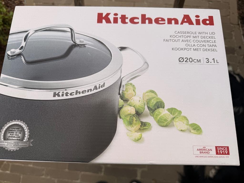 Kookpot met deksel 20cm KitchenAid, Overige materialen, Nieuw, Keramische plaat, Ophalen
