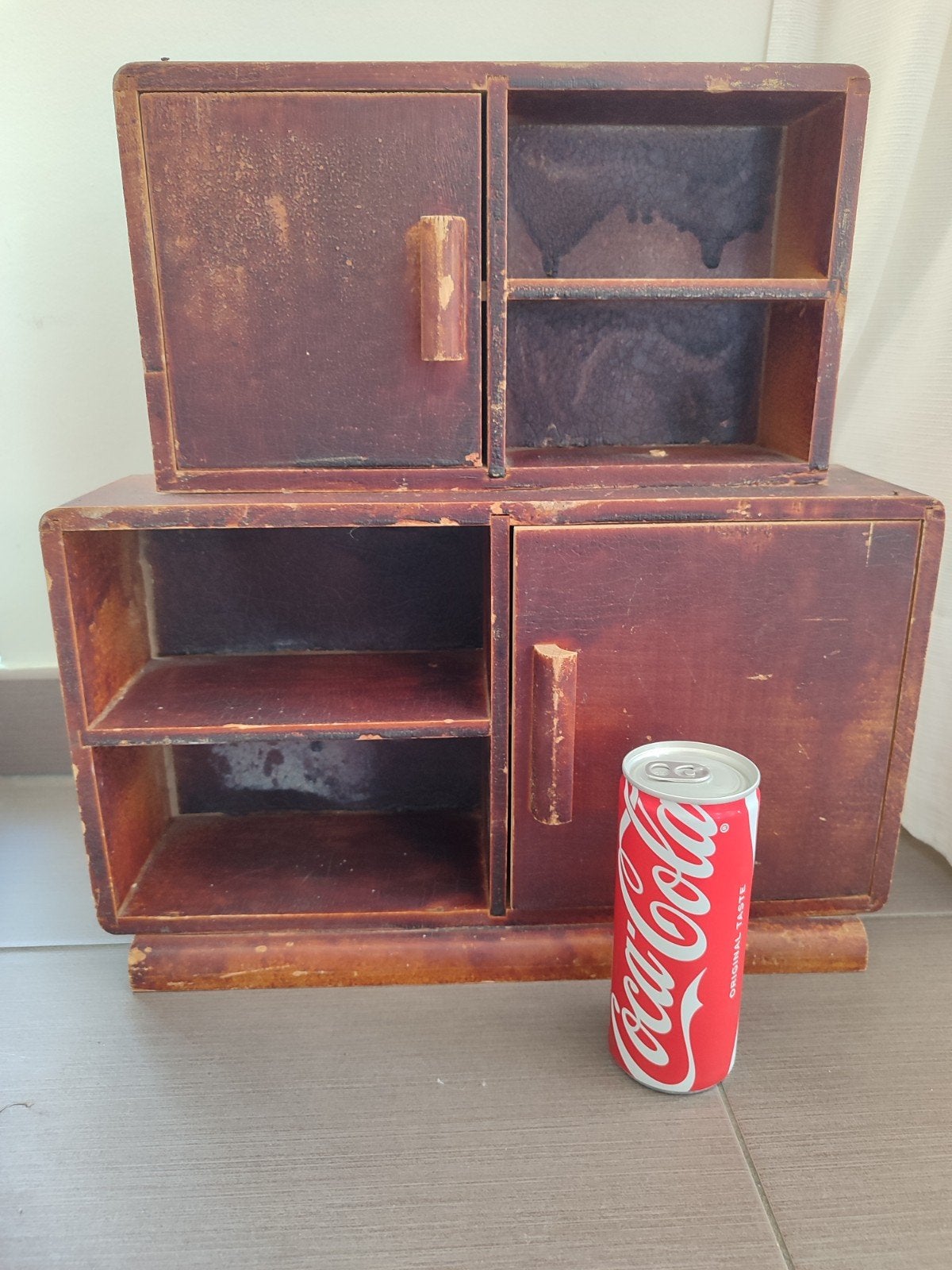 art deco speelgoed kastje poppenkastje miniatuur hout 1940, Enlèvement ou Envoi