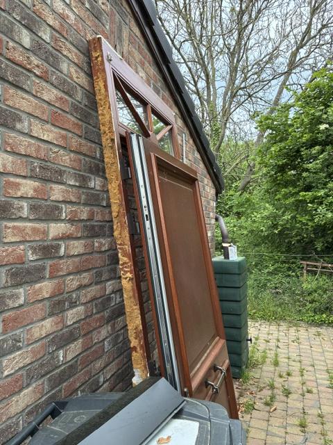 porte d'entrée en meranti, Bricolage & Construction, Double vitrage, 160 cm ou plus, Enlèvement, Utilisé