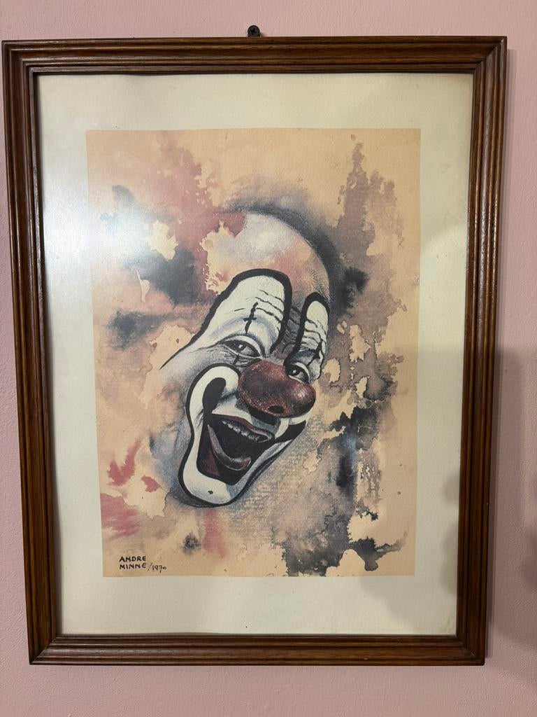 Expressionnisme original à l'encre de clown d'Andre Minne, Télécoms, Enlèvement ou Envoi, Comme neuf