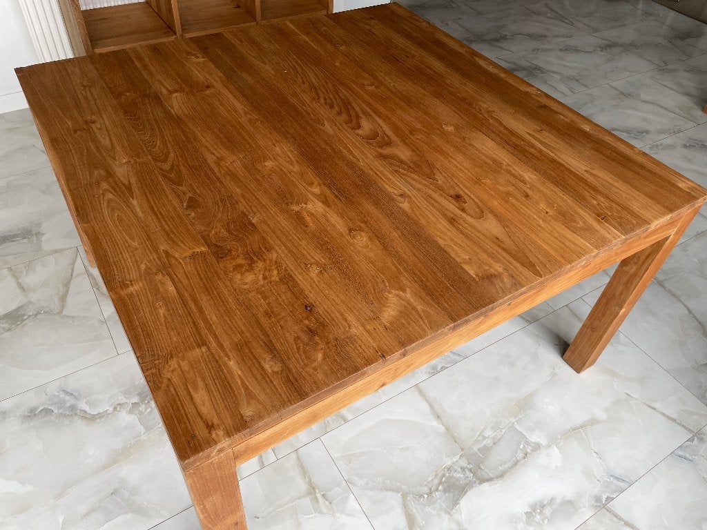 Teak tafel vierkant 140, Huis en Inrichting, Tafels | Eettafels, Ophalen, Zo goed als nieuw, Vierkant, Teakhout