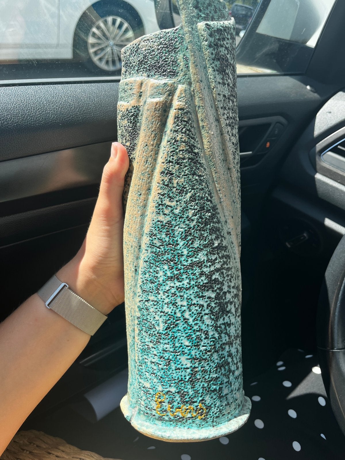 Grote handgemaakte keramieken vaas – gesigneerd “Evans”, Maison & Meubles, Accessoires pour la Maison | Vases, Enlèvement, Comme neuf