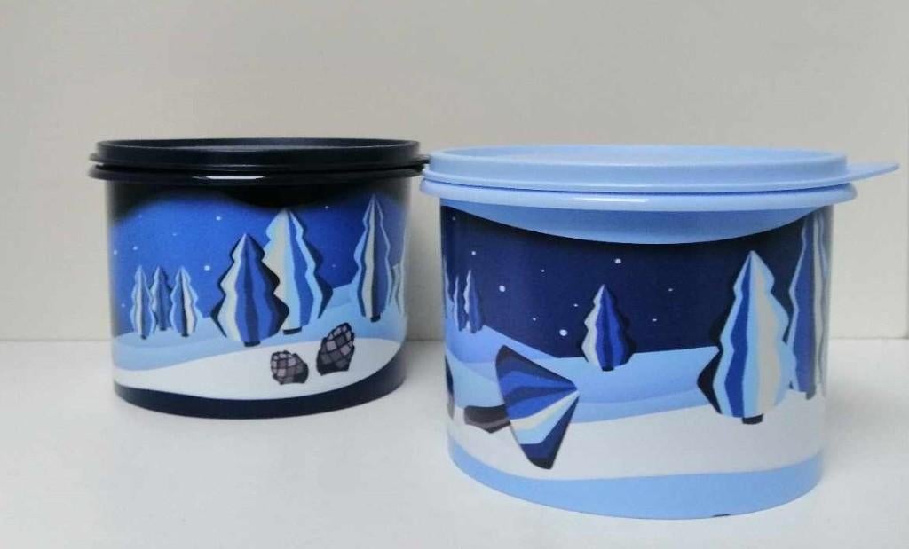 Tupperware™ « Kerstmisdoozen » 1,1 liter x 2 - blauw, Verzenden, Nieuw, Blauw, Bus of Trommel