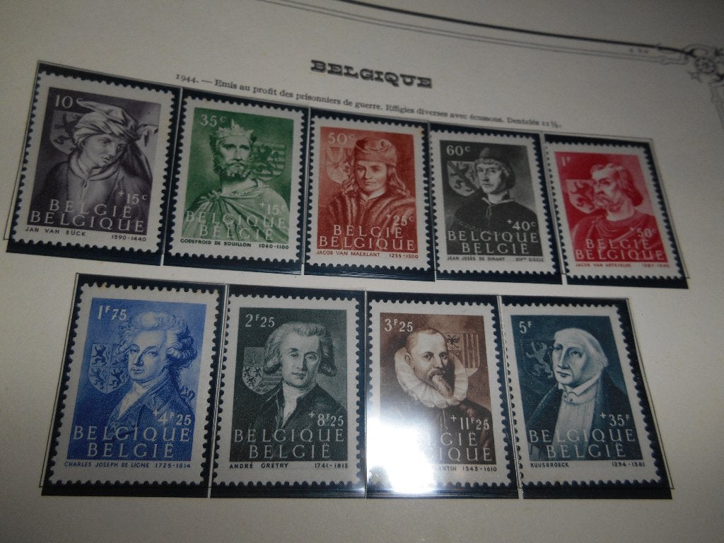Série de 9 Timbre Belge de 1944 " effigies avec écussons, Enlèvement ou Envoi