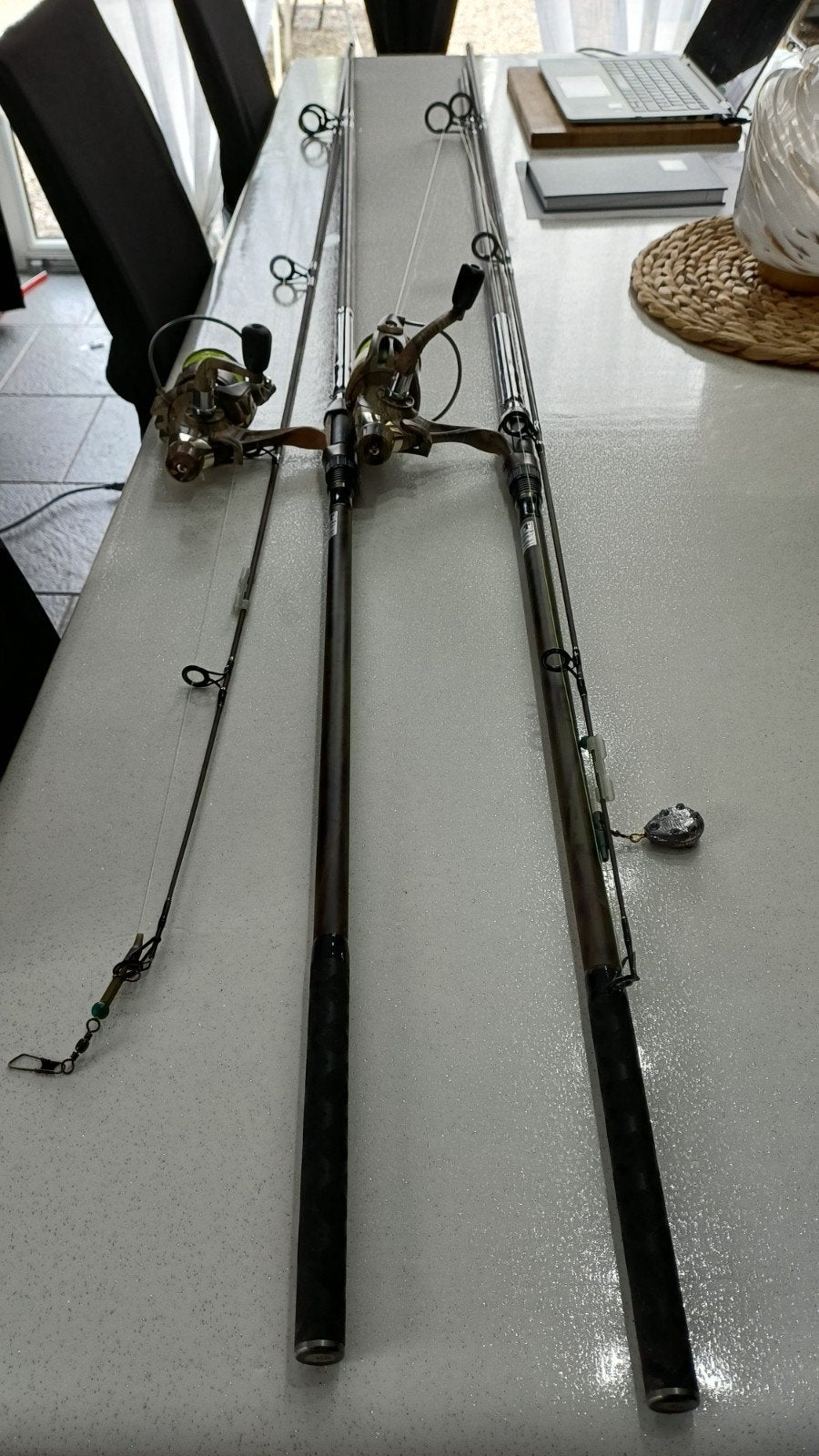 vend cannes carpe ou carnassier bush carpe 3,60m 3lbs camou, Enlèvement, Moulinet