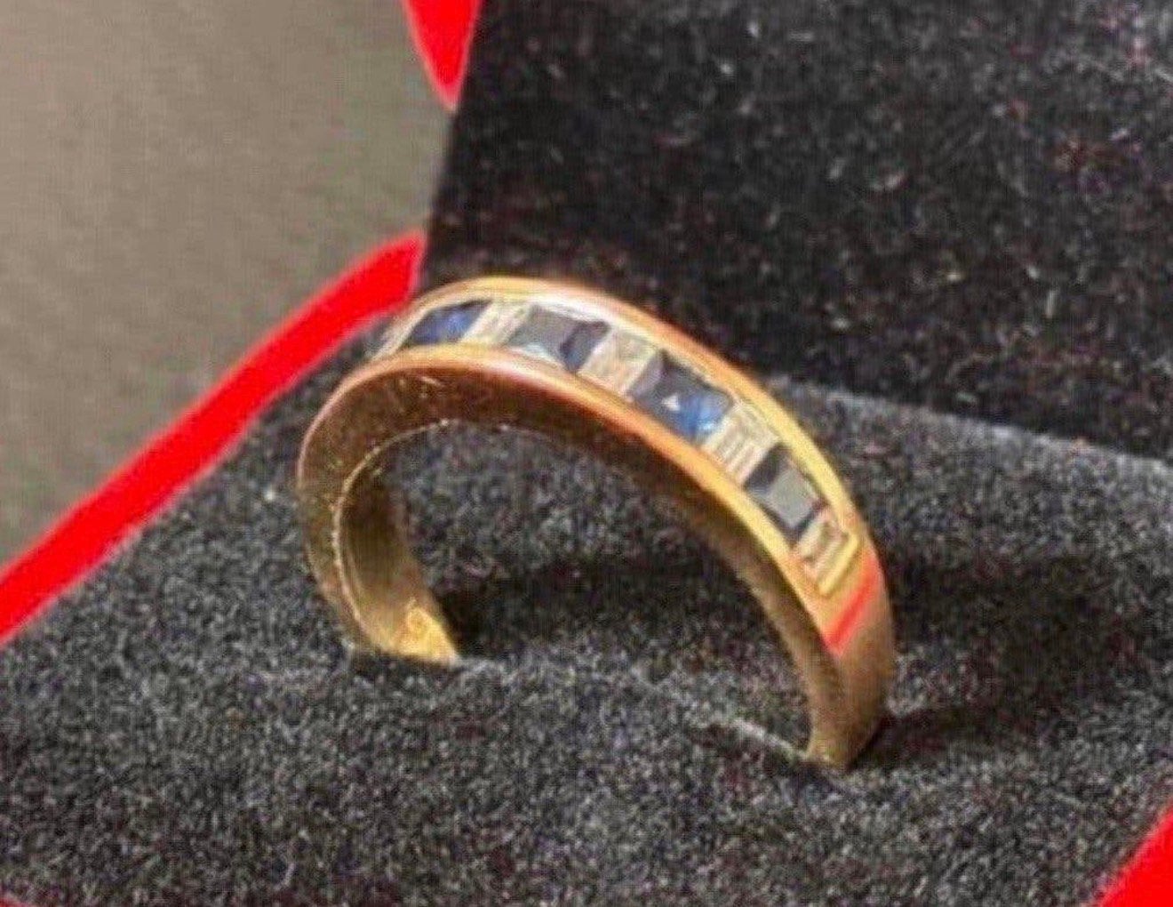 18 karaat gouden ring met natuurlijke diamant en saffier!, Bijoux, Sacs & Beauté, 18 à 19, Or, Jaune, Enlèvement ou Envoi