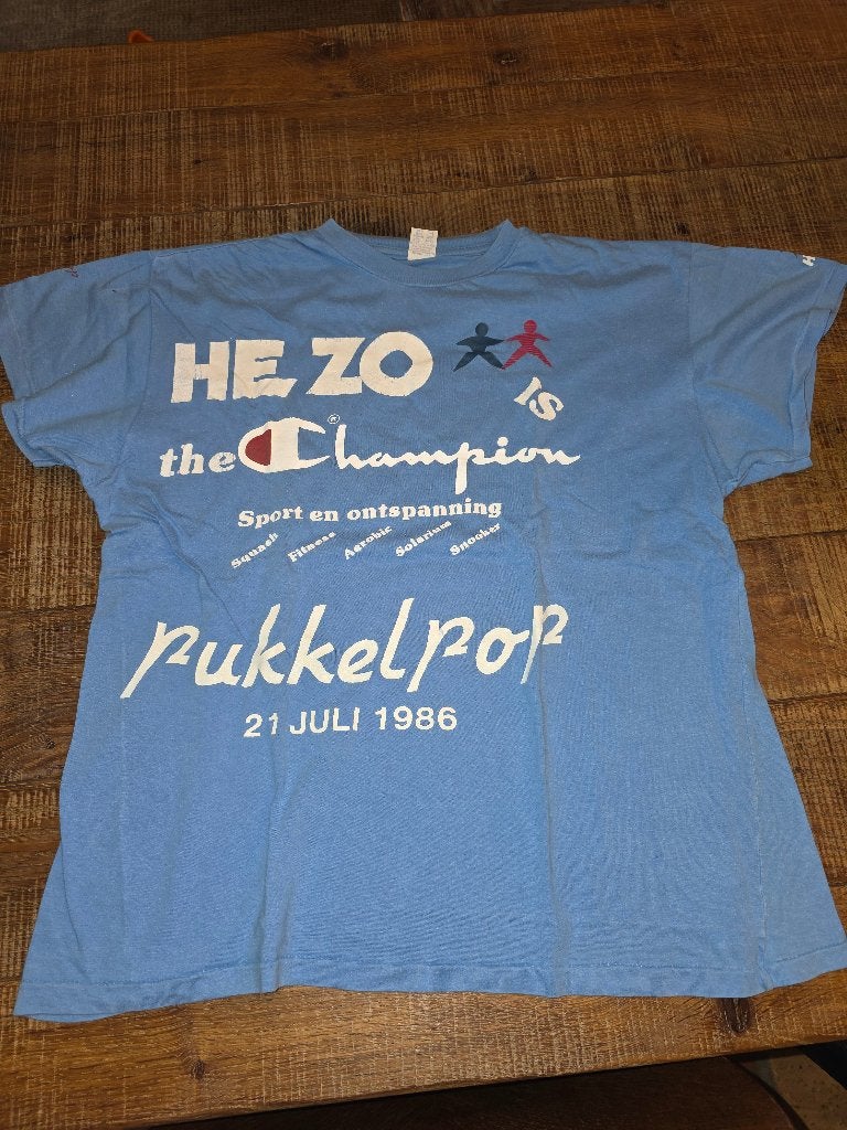 Pukkelpop t shirts vintage 80- ies, Blauw, Ophalen of Verzenden, Gedragen, Andere