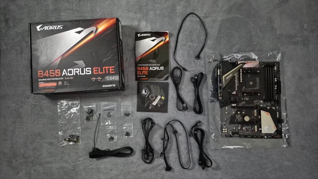 Gigabyte B450 Aorus Elite moederbord (Socket AM4), Gebruikt, Verzenden, DDR4, Socket AM4