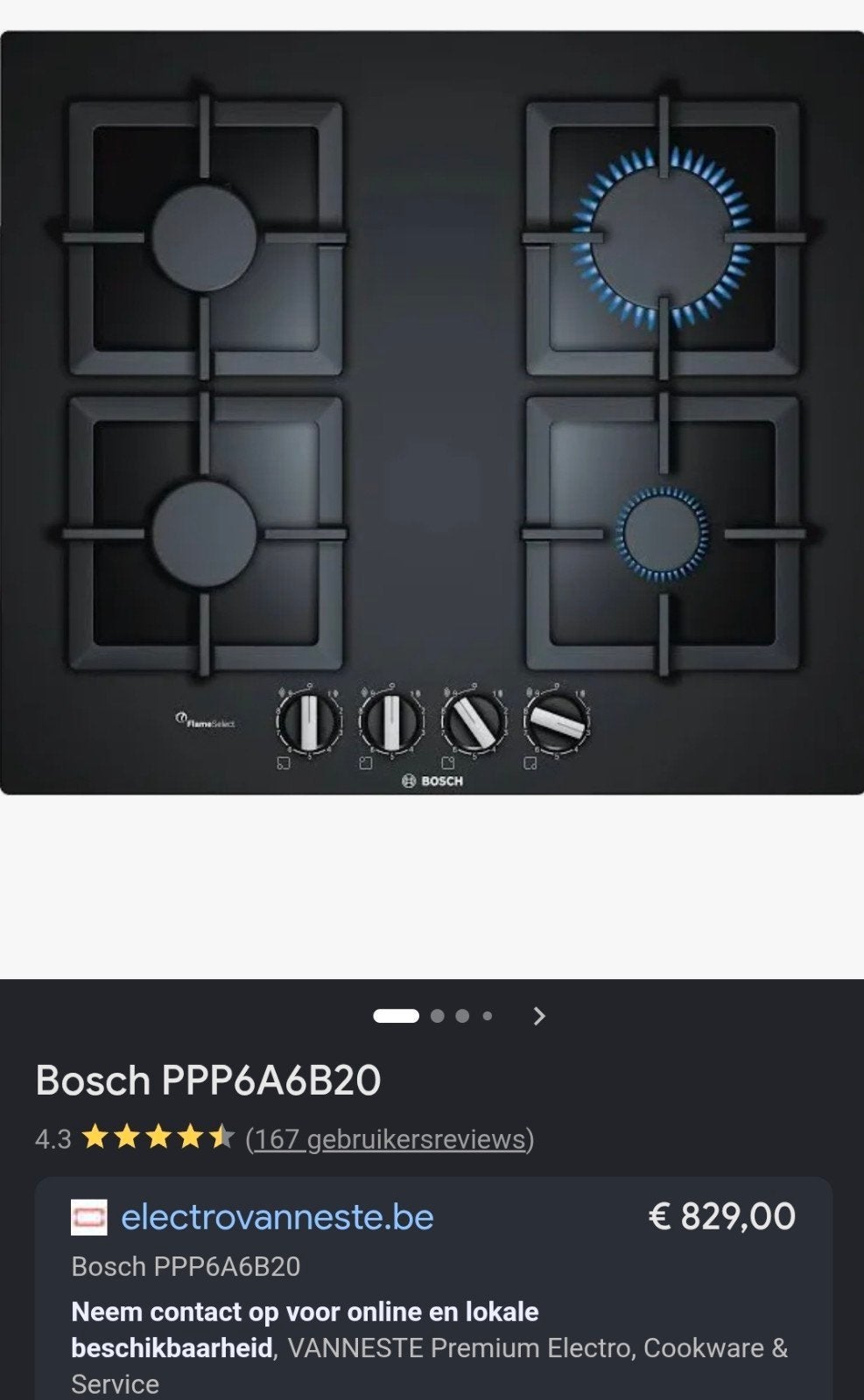 Bosch Serie 6 Gaskookplaat PPP6A6B20/01 – Zo goed als nieuw!, Elektronische apparatuur, Kookplaten, Ophalen, Gebruikt, 4 kookzones