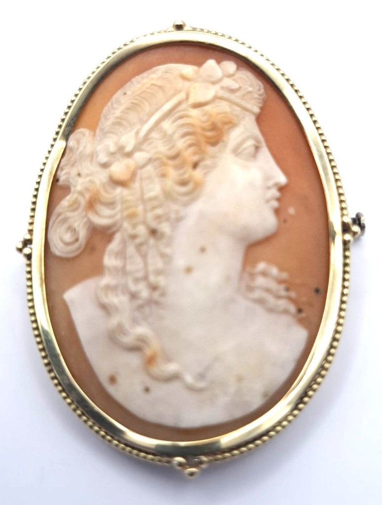 broche camée antique avec bordure en or, Bijoux, Sacs & Beauté, Enlèvement ou Envoi, Or, Broche