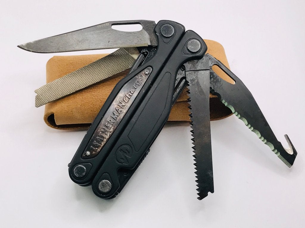 Rare Leatherman BLACK charge ALX + leaher sheath Used, Ophalen of Verzenden, Gebruikt