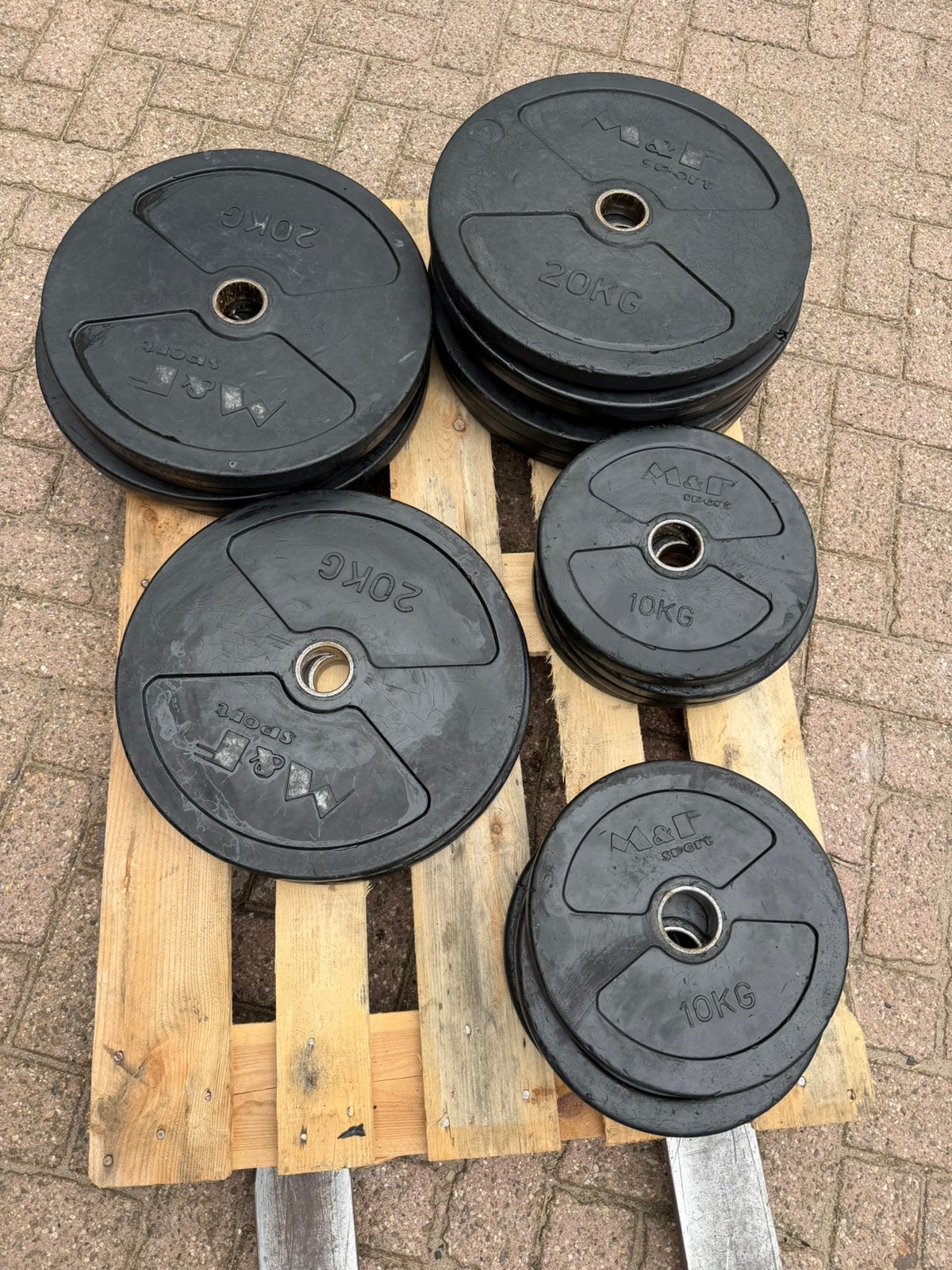 360kg m&f Rubberen Gewichten , 50mm, Ophalen, Gebruikt, Halterschijven