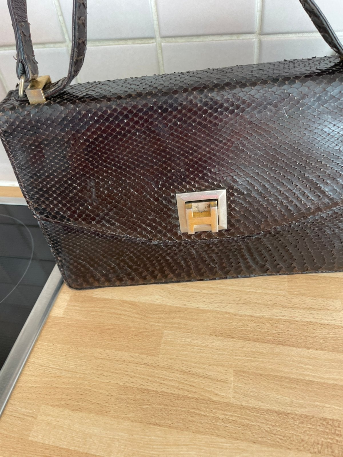 Vintage lederen dames handtas, Ophalen, Gebruikt