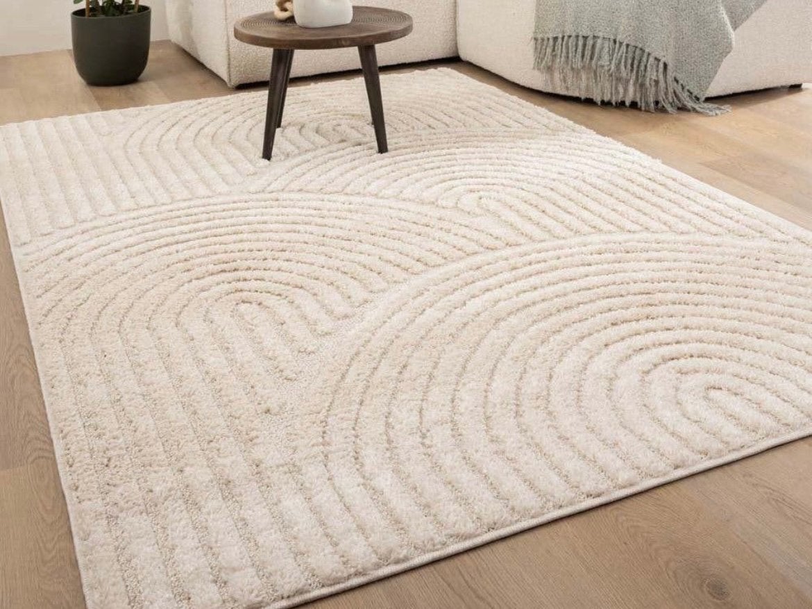 Beige - crème kleurige vloerkleed scandinavisch 140x200cm, 150 à 200 cm, Scandinavisch, Comme neuf, 100 à 150 cm